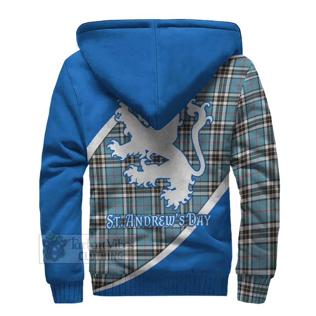 Tartan Vibes Clothing Thompson (Thomson) Family Crest Tartan Sherpa Hoodie Celebrate Saint Andrew's Day in Style