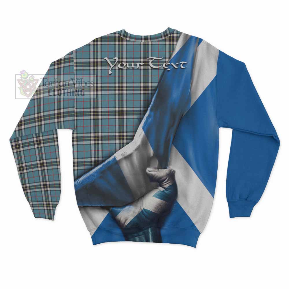 Tartan Vibes Clothing Thompson (Thomson) Tartan Sweatshirt with Family Crest Scotland Patriotic Style
