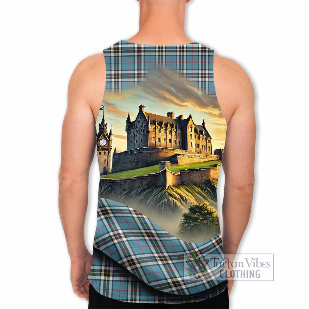 Tartan Vibes Clothing Thompson (Thomson) Tartan Family Crest Men's Tank Top with Scottish Ancient Castle Style