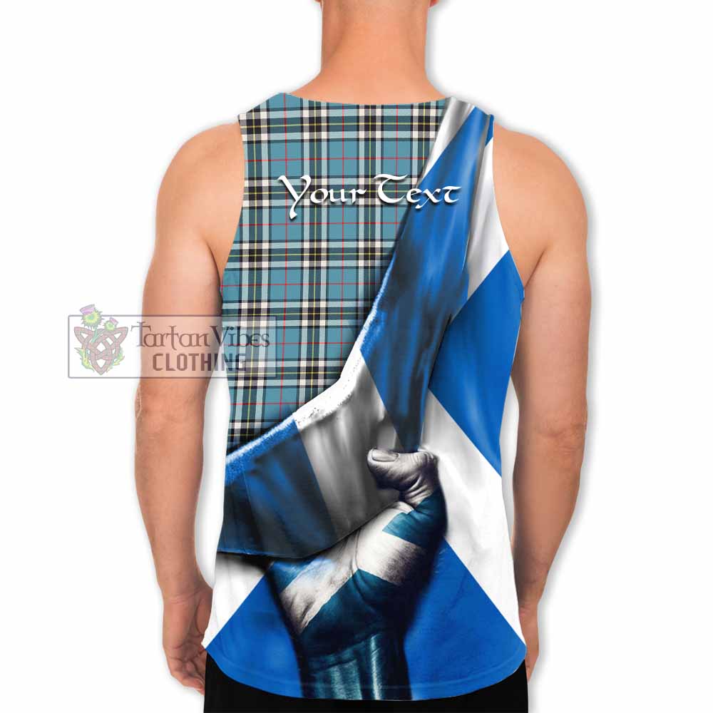 Tartan Vibes Clothing Thompson (Thomson) Tartan Men's Tank Top with Family Crest Scotland Patriotic Style