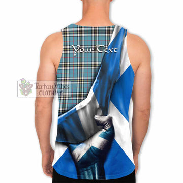 Tartan Vibes Clothing Thompson (Thomson) Tartan Men's Tank Top with Family Crest Scotland Patriotic Style