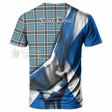 Tartan Vibes Clothing Thompson (Thomson) Tartan T-Shirt with Family Crest Scotland Patriotic Style
