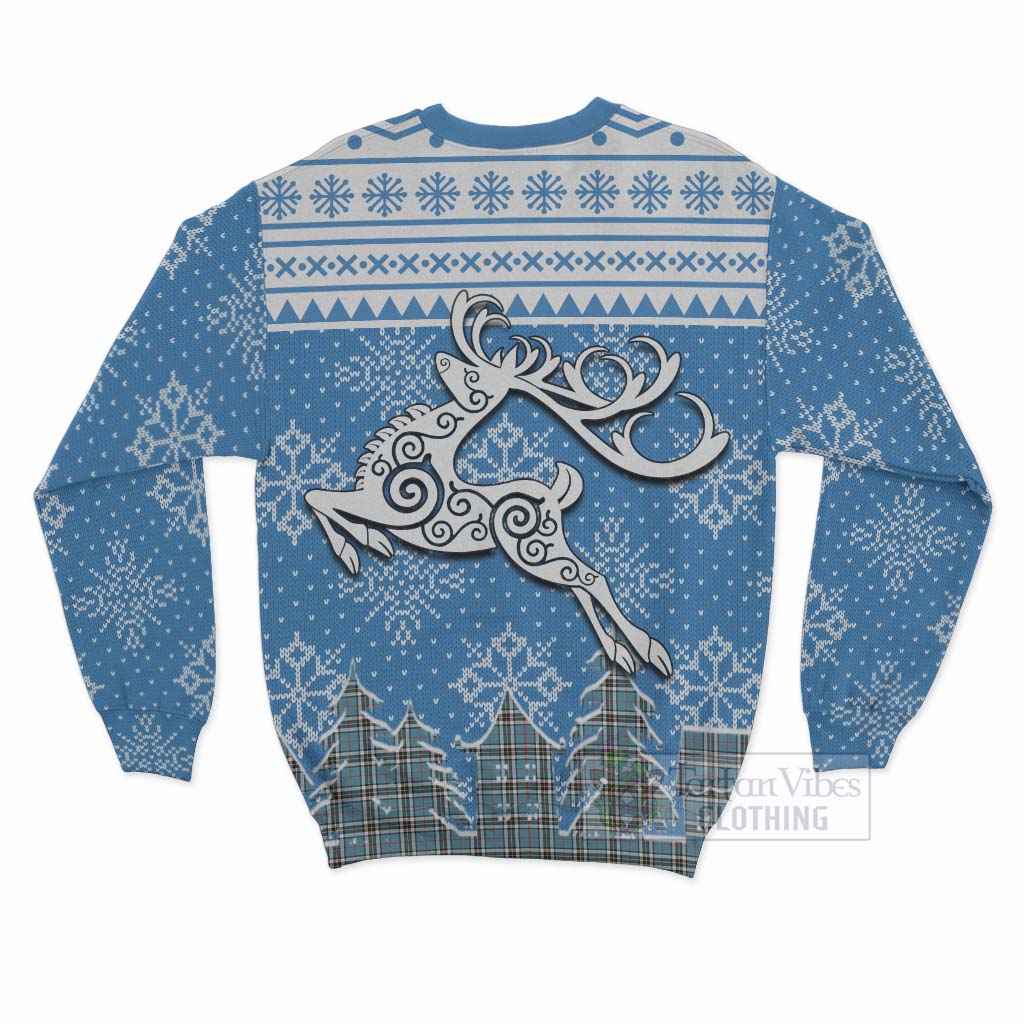 Tartan Vibes Clothing Thompson (Thomson) Clan Christmas Sweatshirt Celtic Reindeer Style