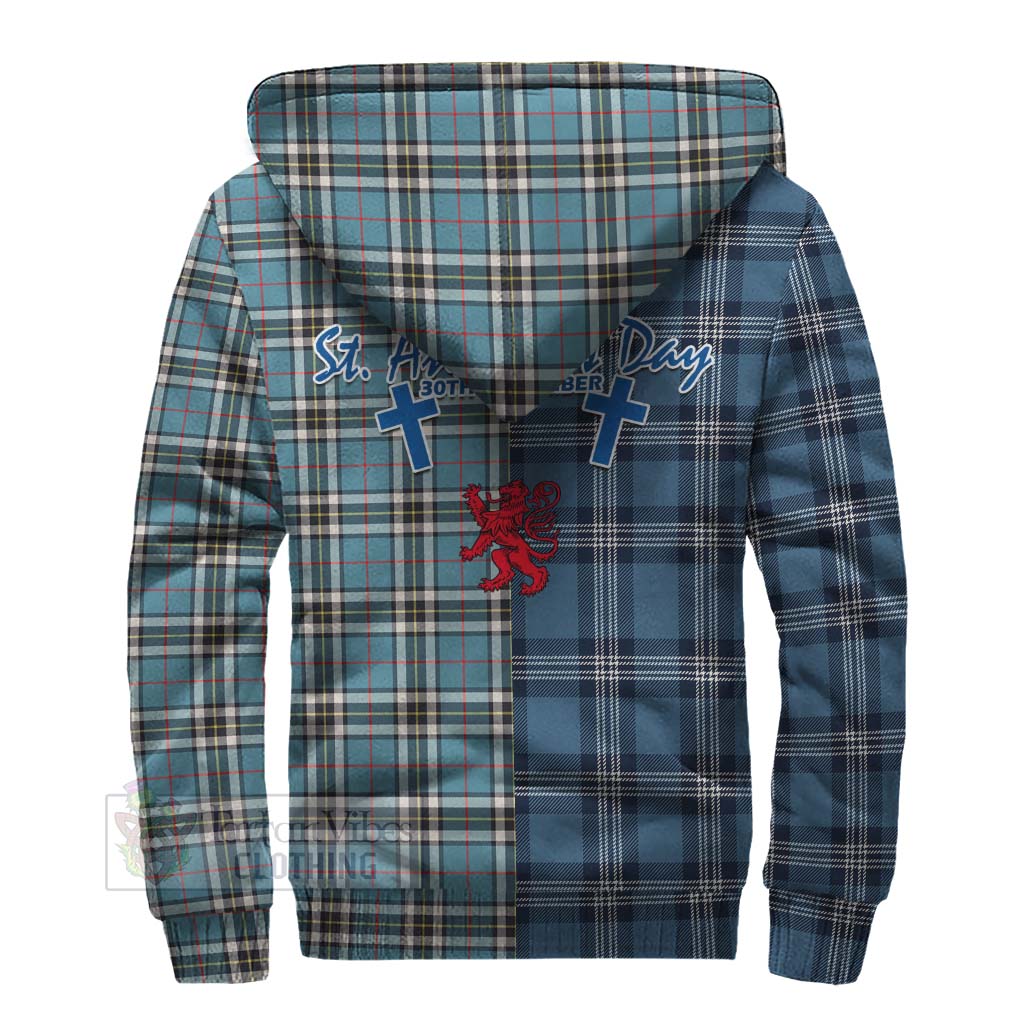 Tartan Vibes Clothing Thompson (Thomson) Tartan Sherpa Hoodie Happy St. Andrew's Day Half Tartan Style