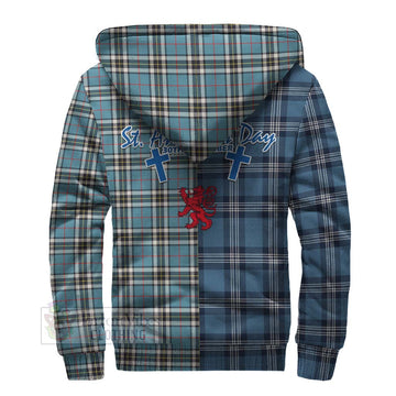 Tartan Vibes Clothing Thompson (Thomson) Tartan Sherpa Hoodie Happy St. Andrew's Day Half Tartan Style
