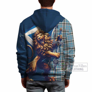 Thompson (Thomson) Tartan Family Crest Hoodie with Scottish Majestic Lion