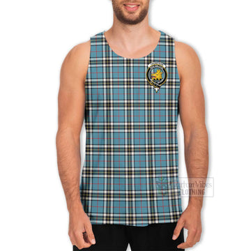 Tartan Vibes Clothing Thompson (Thomson) Tartan Men's Tank Top with Family Crest Celtic Skull Style