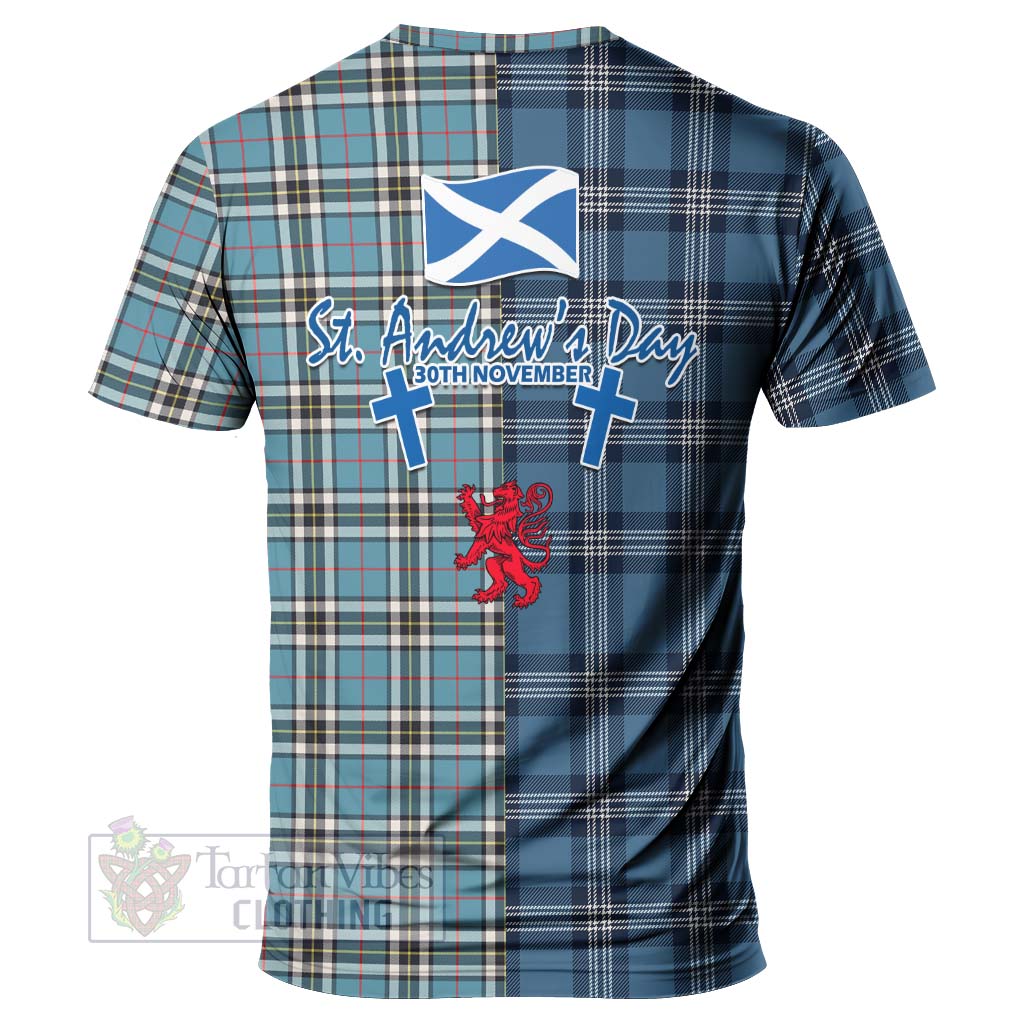 Tartan Vibes Clothing Thompson (Thomson) Tartan T-Shirt Happy St. Andrew's Day Half Tartan Style
