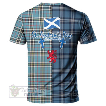 Tartan Vibes Clothing Thompson (Thomson) Tartan T-Shirt Happy St. Andrew's Day Half Tartan Style