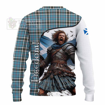 Tartan Vibes Clothing Thompson (Thomson) Crest Tartan Knitted Sweater Inspired by the Freedom of Scottish Warrior