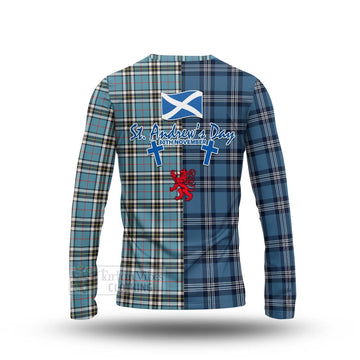 Tartan Vibes Clothing Thompson (Thomson) Tartan Long Sleeve T-Shirt Happy St. Andrew's Day Half Tartan Style