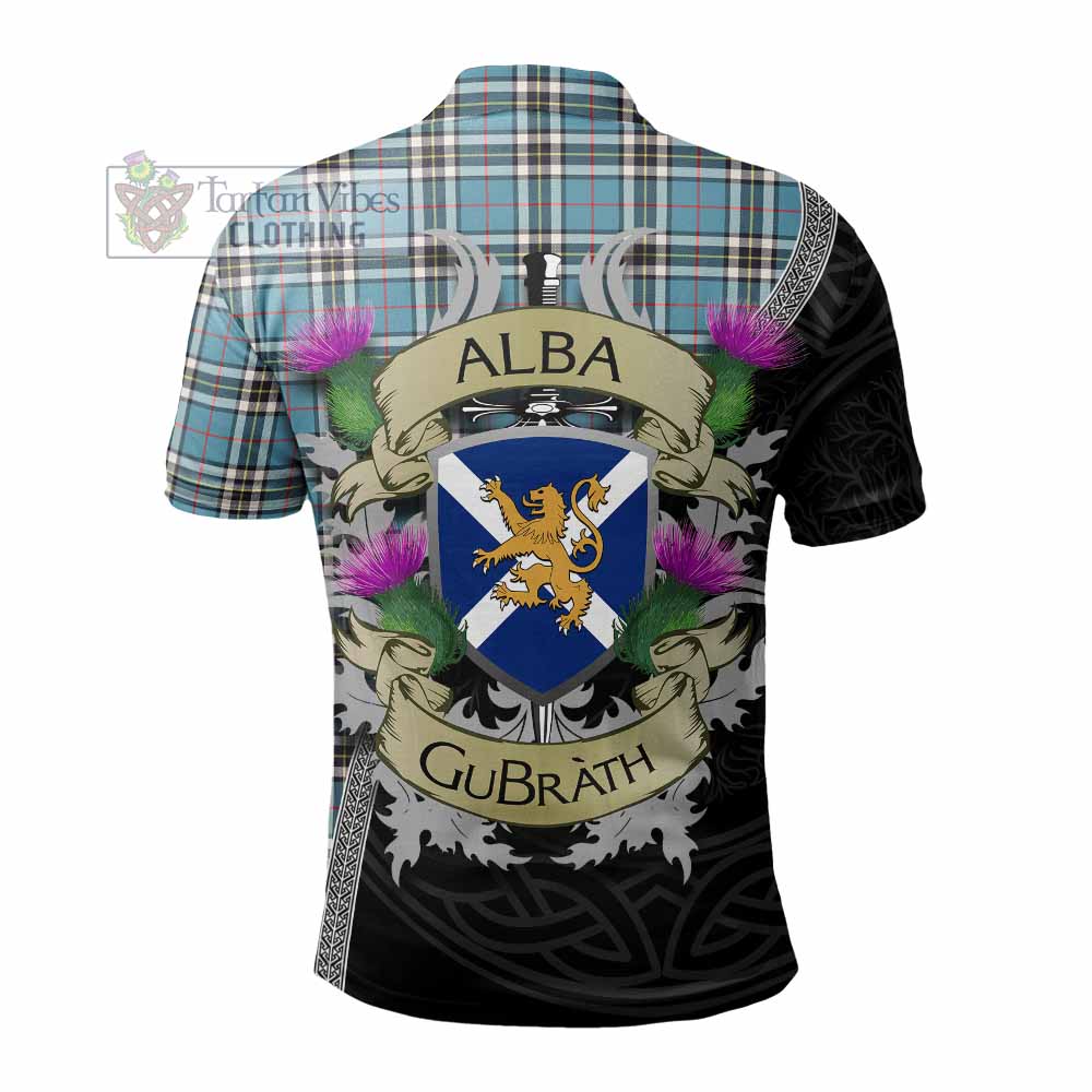 Tartan Vibes Clothing Thompson (Thomson) Tartan Family Crest Polo Shirt Lion Rampant Royal Thistle Shield Celtic Inspired