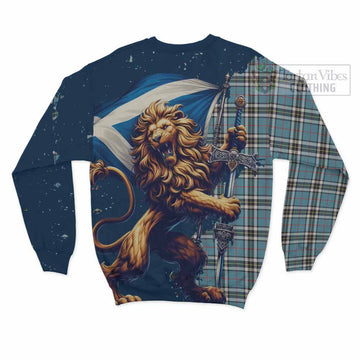 Tartan Vibes Clothing Thompson (Thomson) Tartan Family Crest Sweatshirt with Scottish Majestic Lion
