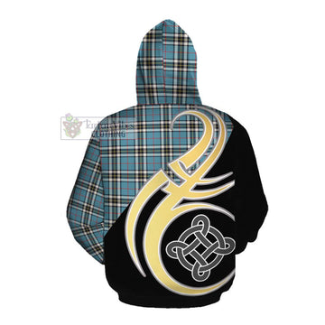 Tartan Vibes Clothing Thompson (Thomson) Tartan Cotton Hoodie with Family Crest and Celtic Symbol Style