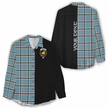 Tartan Vibes Clothing Thompson (Thomson) Tartan Women's Casual Shirt with Family Crest and Half Of Me Style