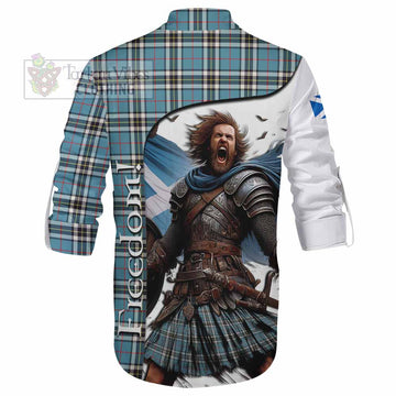 Tartan Vibes Clothing Thompson (Thomson) Crest Tartan Ghillie Kilt Shirt Inspired by the Freedom of Scottish Warrior