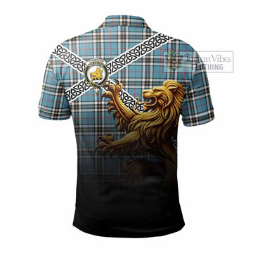 Tartan Vibes Clothing Thompson (Thomson) Crest Tartan Polo Shirt with Golden Lion Emblem Celtic Style