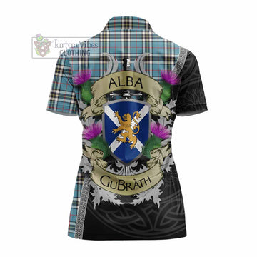Tartan Vibes Clothing Thompson (Thomson) Tartan Family Crest Women's Polo Shirt Lion Rampant Royal Thistle Shield Celtic Inspired