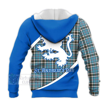Tartan Vibes Clothing Thompson (Thomson) Family Crest Tartan Knitted Hoodie Celebrate Saint Andrew's Day in Style