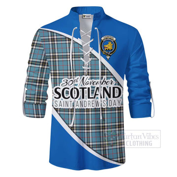 Tartan Vibes Clothing Thompson (Thomson) Family Crest Tartan Ghillie Kilt Shirt Celebrate Saint Andrew's Day in Style