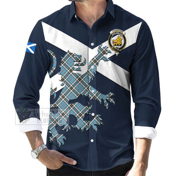 Tartan Vibes Clothing Thompson (Thomson) Tartan Lion Rampant Long Sleeve Button Shirt – Proudly Display Your Heritage with Alba Gu Brath and Clan Name