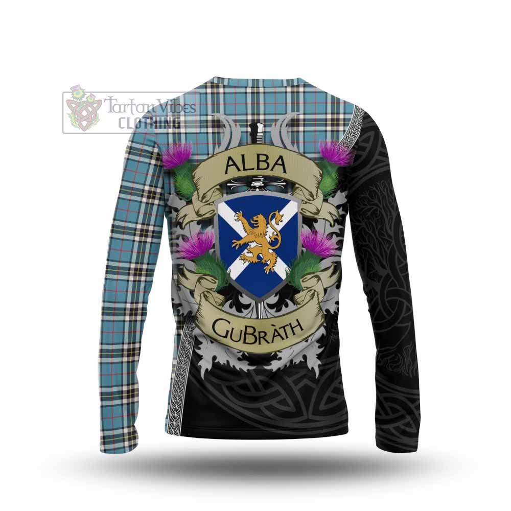 Tartan Vibes Clothing Thompson (Thomson) Tartan Family Crest Long Sleeve T-Shirt Lion Rampant Royal Thistle Shield Celtic Inspired