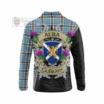 Tartan Vibes Clothing Thompson (Thomson) Tartan Family Crest Long Sleeve Polo Shirt Lion Rampant Royal Thistle Shield Celtic Inspired