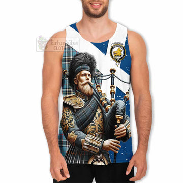 Thompson (Thomson) Tartan Men's Tank Top with Family Crest Scottish Bagpiper Vibes