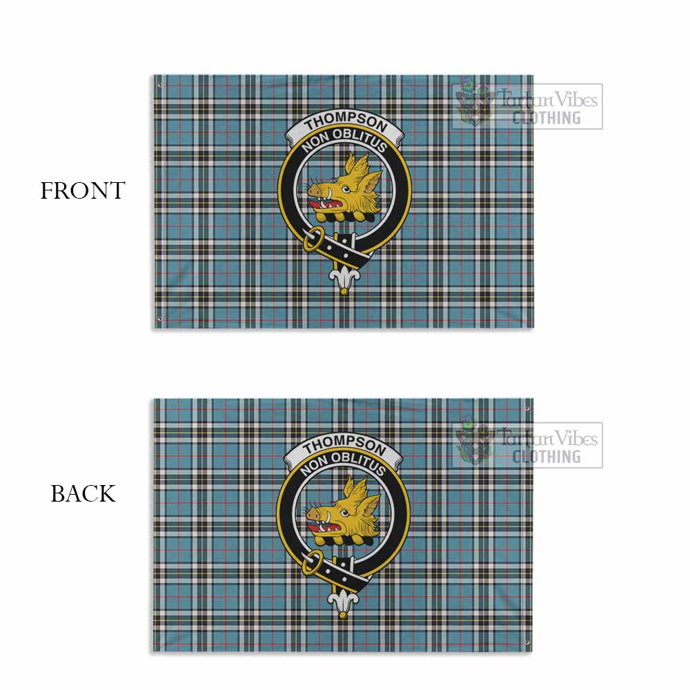 Tartan Vibes Clothing Thompson (Thomson) Tartan House Flag with Family Crest