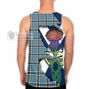 Tartan Vibes Clothing Thompson (Thomson) Tartan Family Crest Men's Tank Top Scottish Thistle Celtic Inspired