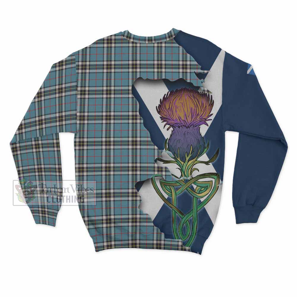 Tartan Vibes Clothing Thompson (Thomson) Tartan Family Crest Sweatshirt Scottish Thistle Celtic Inspired