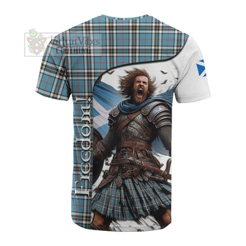 Tartan Vibes Clothing Thompson (Thomson) Crest Tartan Cotton T-shirt Inspired by the Freedom of Scottish Warrior