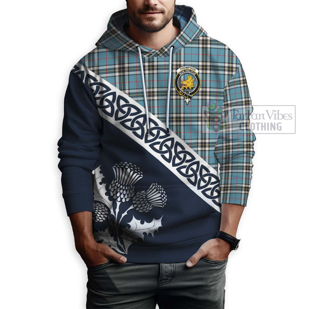 Tartan Vibes Clothing Thompson (Thomson) Tartan Hoodie Featuring Thistle and Scotland Map