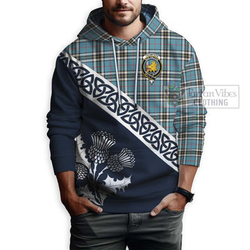 Tartan Vibes Clothing Thompson (Thomson) Tartan Hoodie Featuring Thistle and Scotland Map