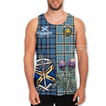 Tartan Vibes Clothing Thompson (Thomson) Tartan Men's Tank Top Happy St. Andrew's Day Half Tartan Style