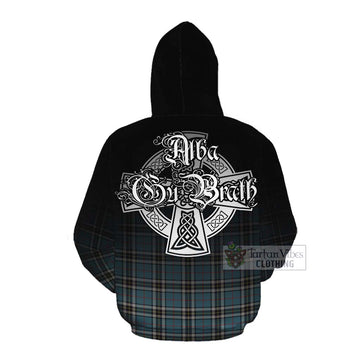 Tartan Vibes Clothing Thompson (Thomson) Tartan Cotton Hoodie Featuring Alba Gu Brath Family Crest Celtic Inspired