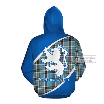 Tartan Vibes Clothing Thompson (Thomson) Family Crest Tartan Cotton Hoodie Celebrate Saint Andrew's Day in Style