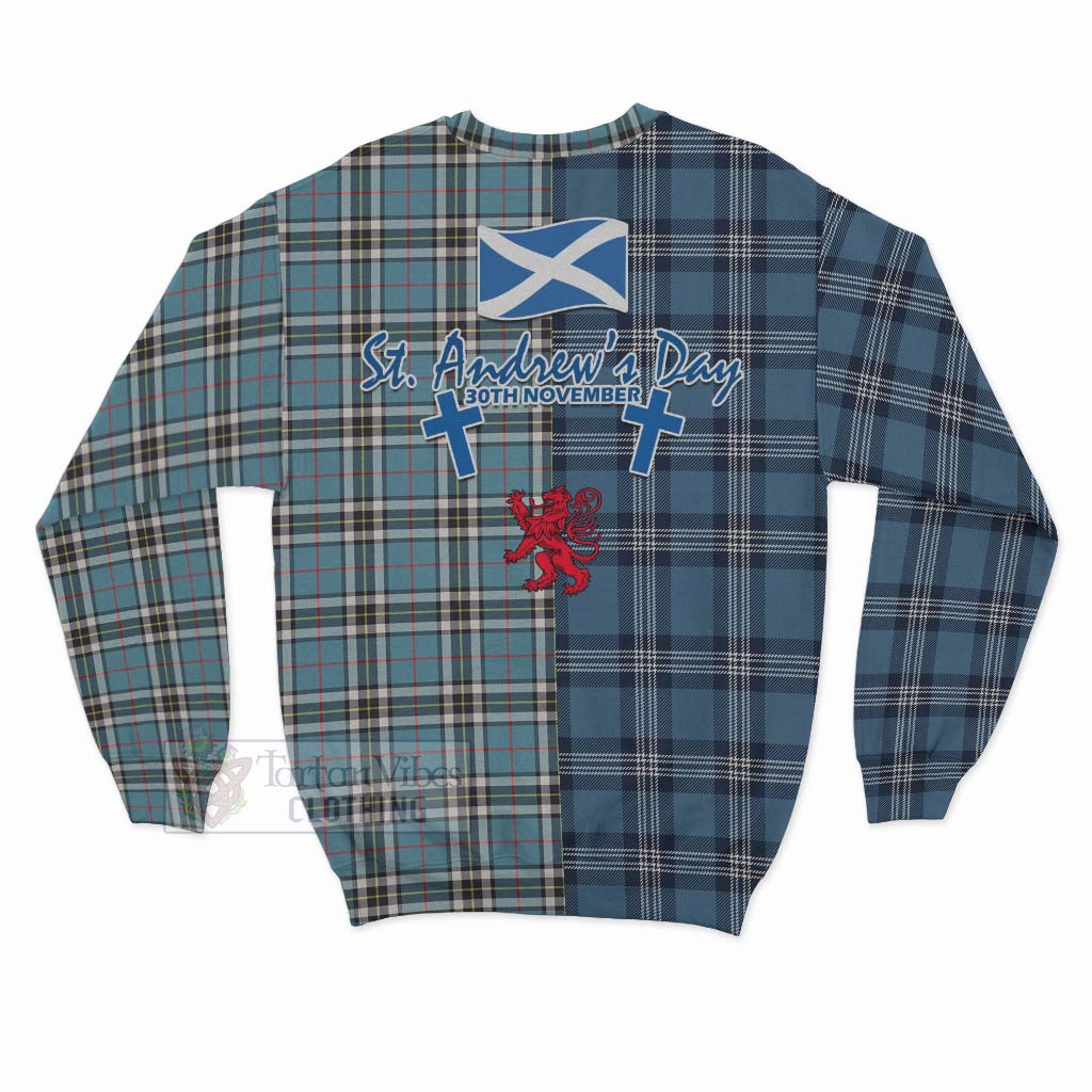 Tartan Vibes Clothing Thompson (Thomson) Tartan Sweatshirt Happy St. Andrew's Day Half Tartan Style
