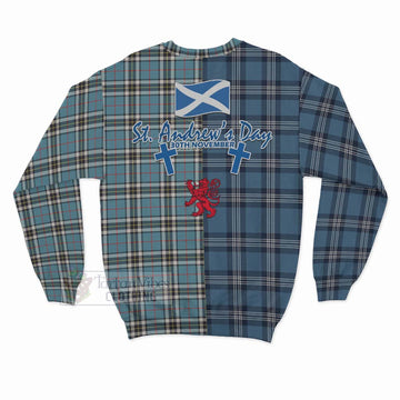 Tartan Vibes Clothing Thompson (Thomson) Tartan Sweatshirt Happy St. Andrew's Day Half Tartan Style