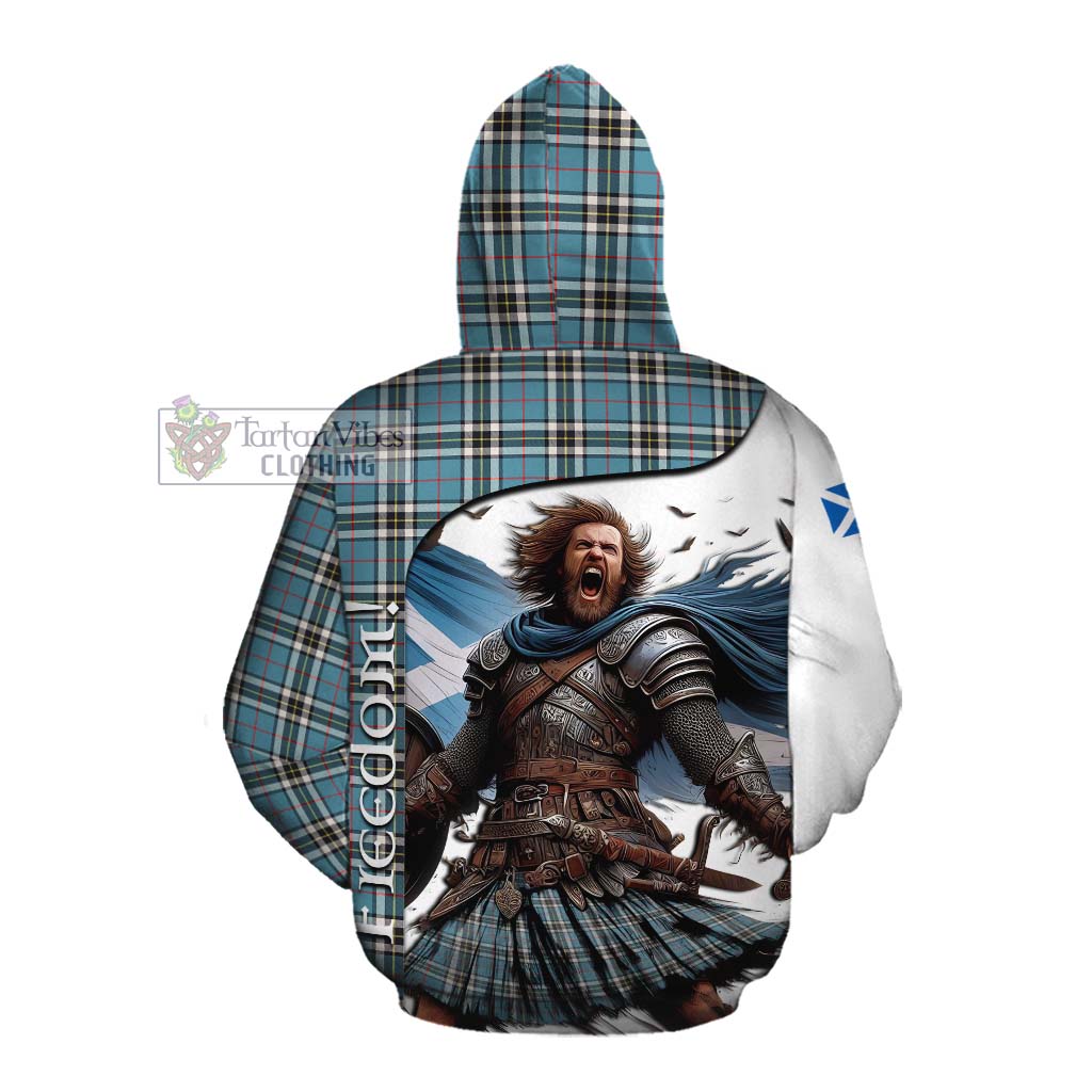 Tartan Vibes Clothing Thompson (Thomson) Crest Tartan Cotton Hoodie Inspired by the Freedom of Scottish Warrior