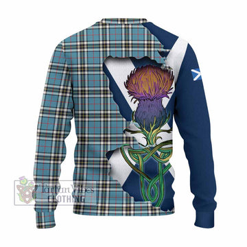 Tartan Vibes Clothing Thompson (Thomson) Tartan Family Crest Knitted Sweater Scottish Thistle Celtic Inspired