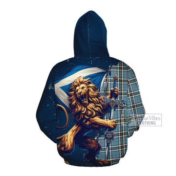 Tartan Vibes Clothing Thompson (Thomson) Tartan Family Crest Cotton Hoodie with Scottish Majestic Lion