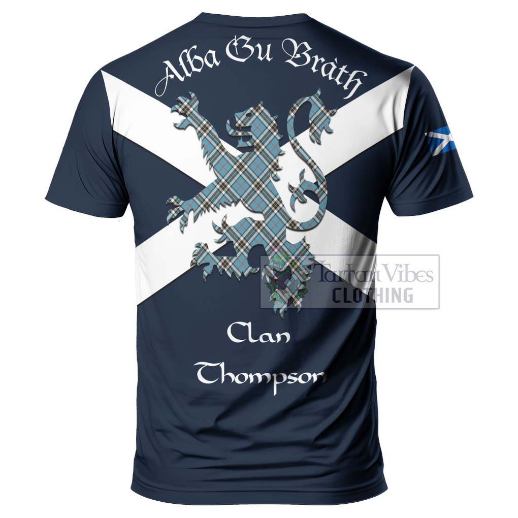 Tartan Vibes Clothing Thompson (Thomson) Tartan Lion Rampant T-Shirt – Proudly Display Your Heritage with Alba Gu Brath and Clan Name