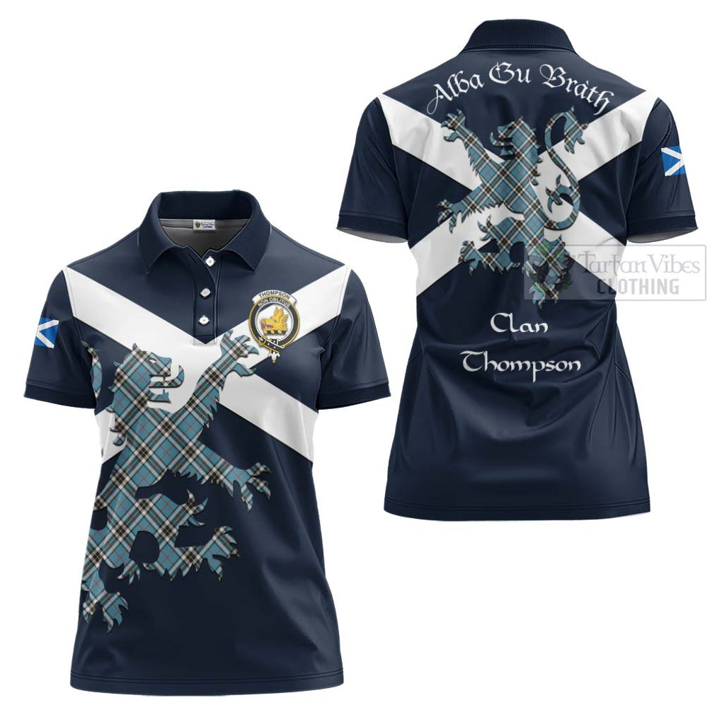 Tartan Vibes Clothing Thompson (Thomson) Tartan Lion Rampant Women's Polo Shirt – Proudly Display Your Heritage with Alba Gu Brath and Clan Name