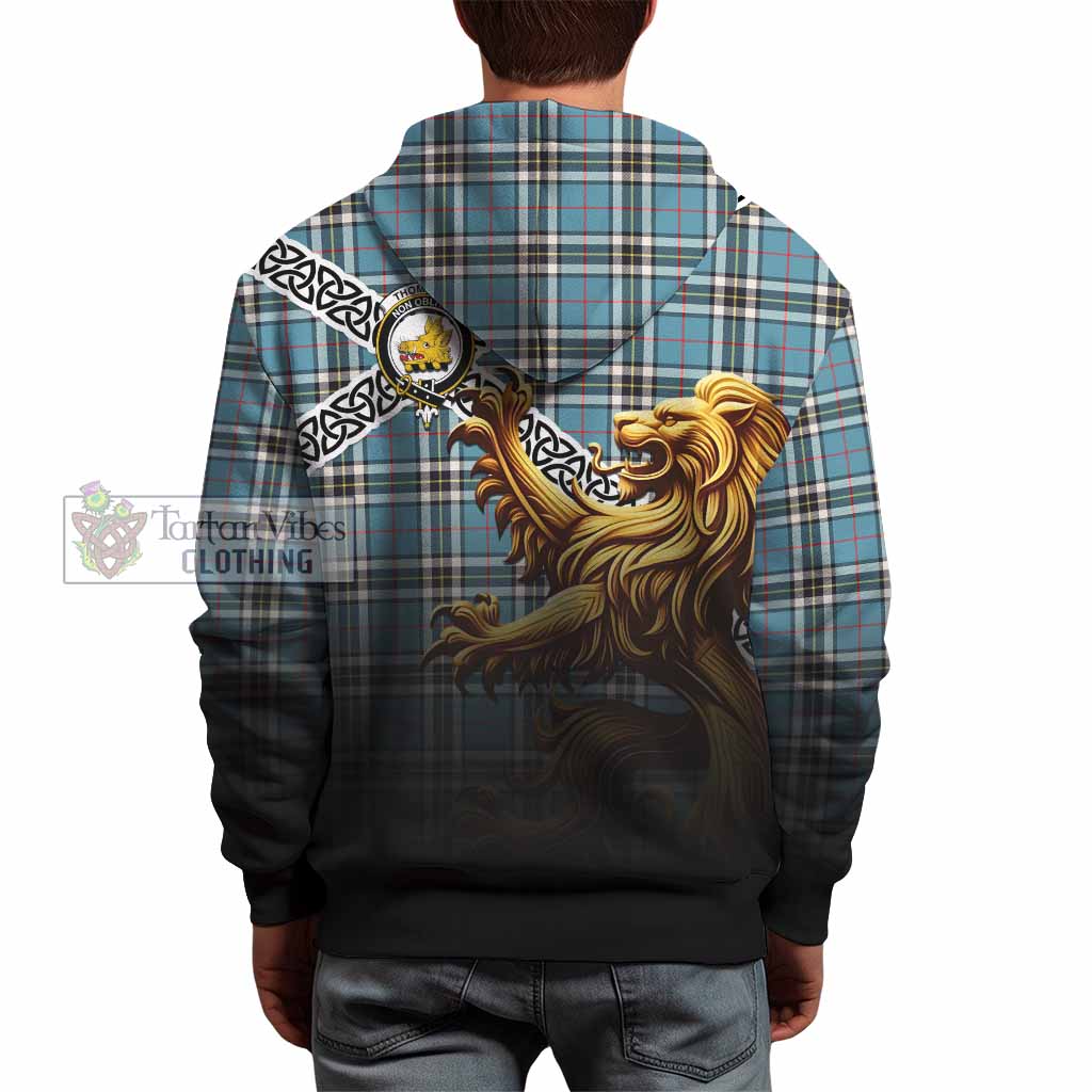 Tartan Vibes Clothing Thompson (Thomson) Crest Tartan Hoodie with Golden Lion Emblem Celtic Style