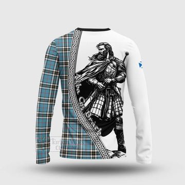 Tartan Vibes Clothing Thompson (Thomson) Tartan Clan Crest Long Sleeve T-Shirt with Highlander Warrior Celtic Style