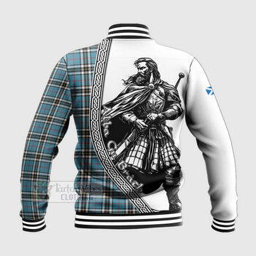 Tartan Vibes Clothing Thompson (Thomson) Tartan Clan Crest Baseball Jacket with Highlander Warrior Celtic Style