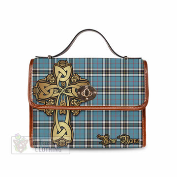 Tartan Vibes Clothing Thompson (Thomson) Tartan Waterproof Canvas Bag Golden Thistle Celtic Cross Style