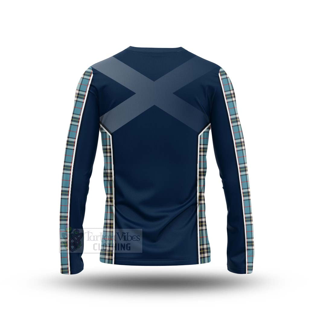 Tartan Vibes Clothing Thompson (Thomson) Tartan Long Sleeve T-Shirt with Family Crest and Scottish Thistle Vibes Sport Style