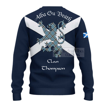 Tartan Vibes Clothing Thompson (Thomson) Tartan Lion Rampant Knitted Sweater – Proudly Display Your Heritage with Alba Gu Brath and Clan Name
